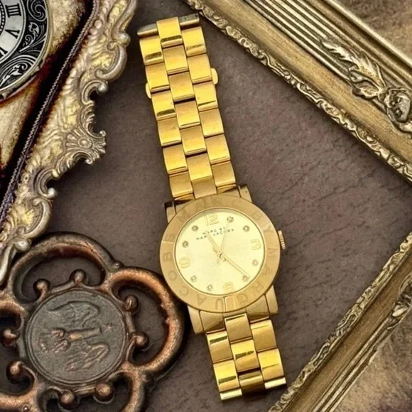 MARC JACOBS • Gold Amy Dexter Glitz Watch New Battery Ready  display picture 3